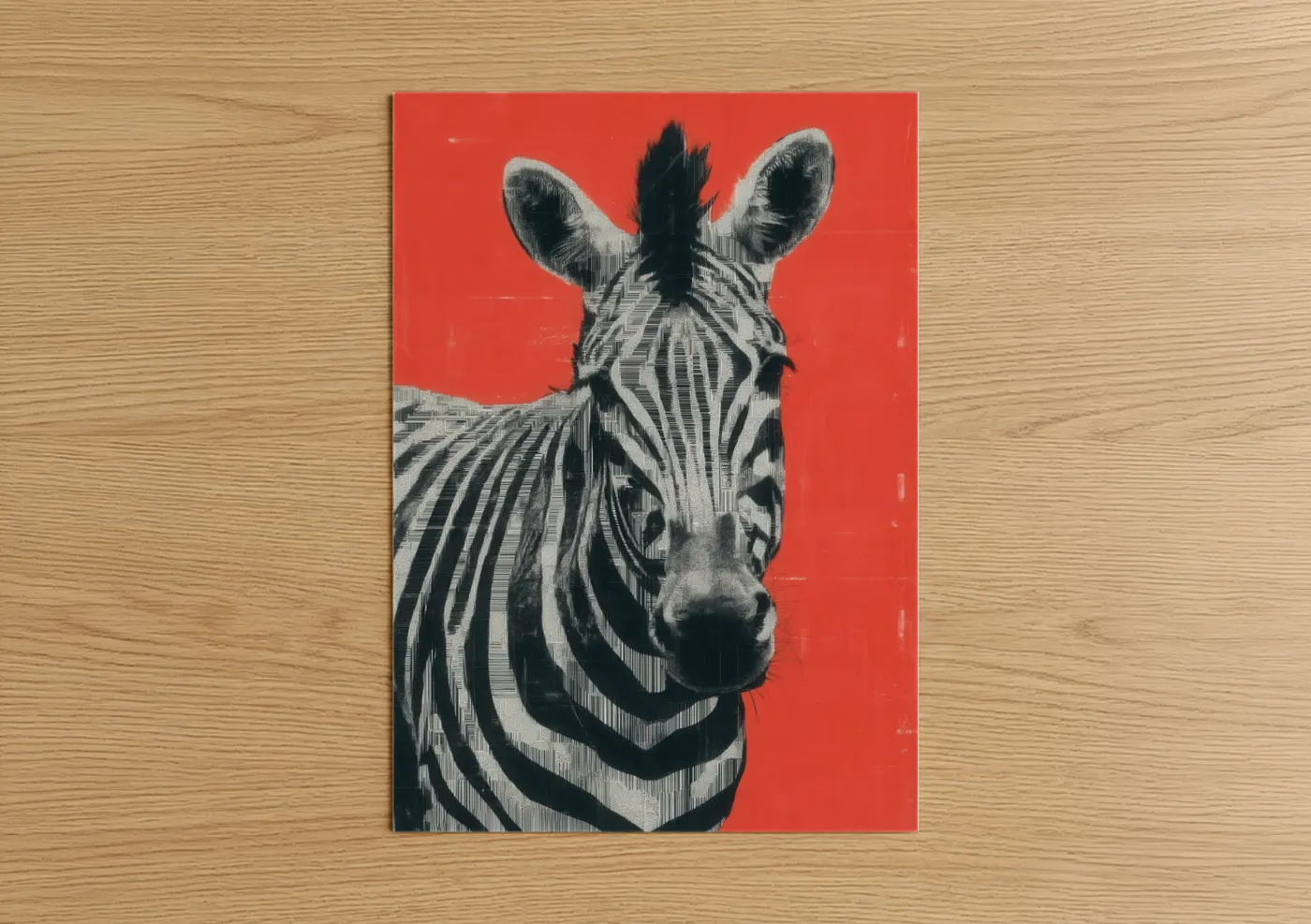 Crimson Zebra Portrait Modern Wall Art