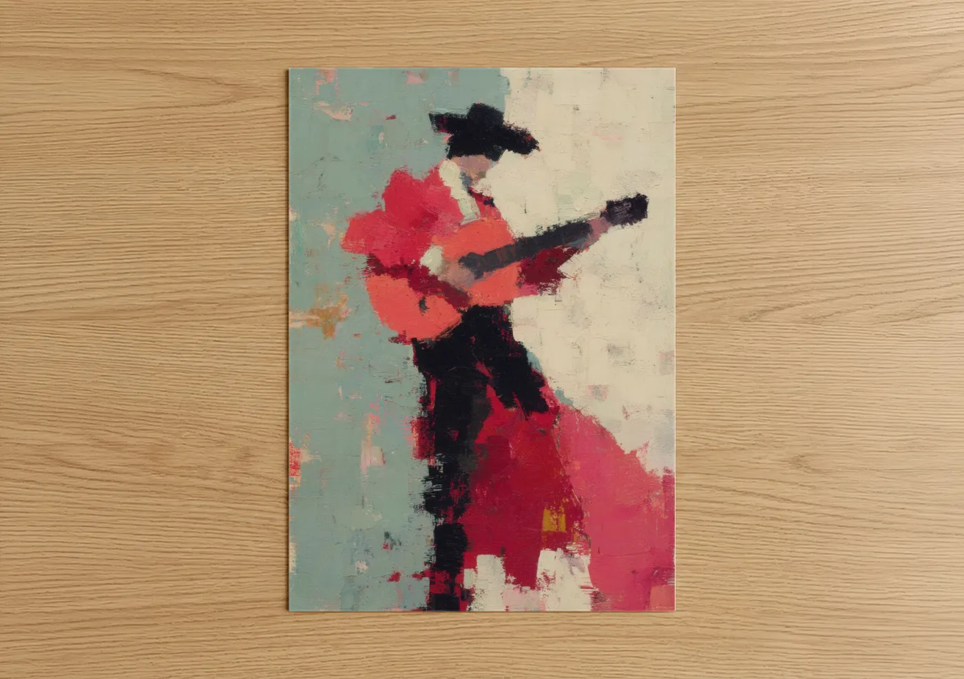 Crimson Guitarist Abstract Musical Wall Art