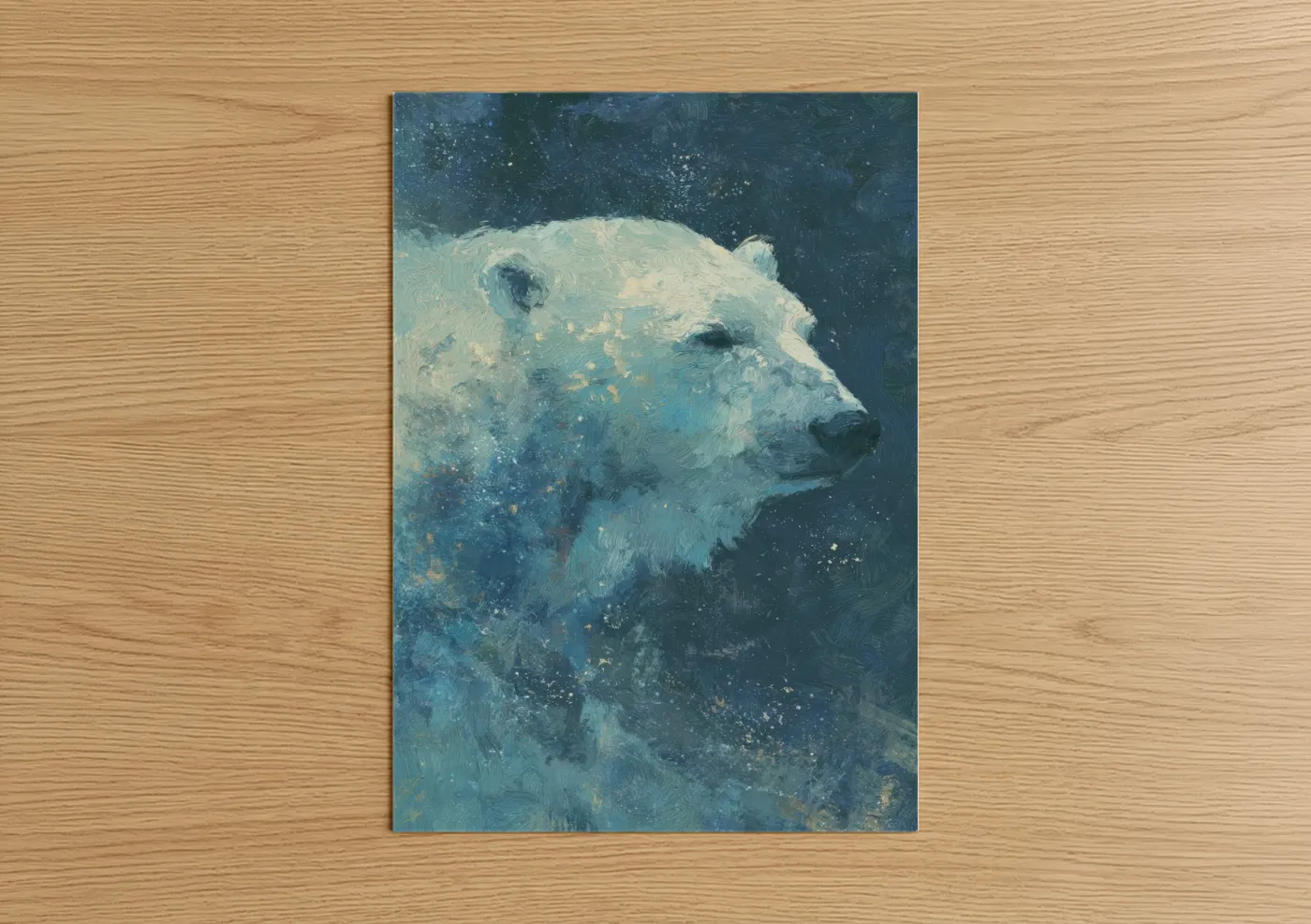 Polar Bear Winter Night Impressionist Wall Art