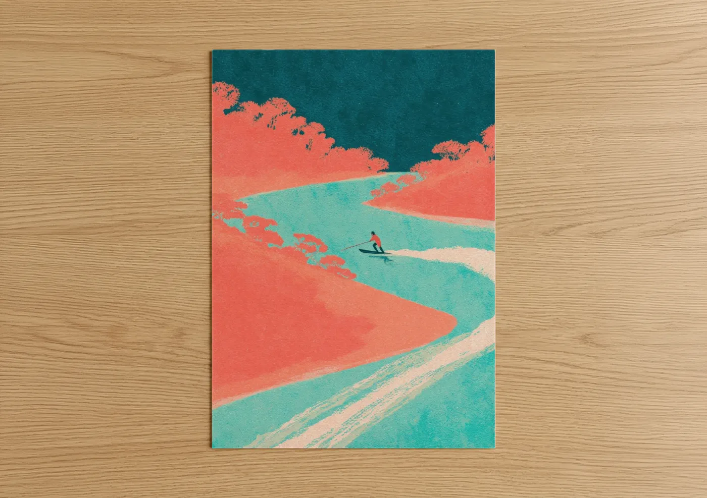 Aerial Water Skiing Turquoise Landscape Wall Art