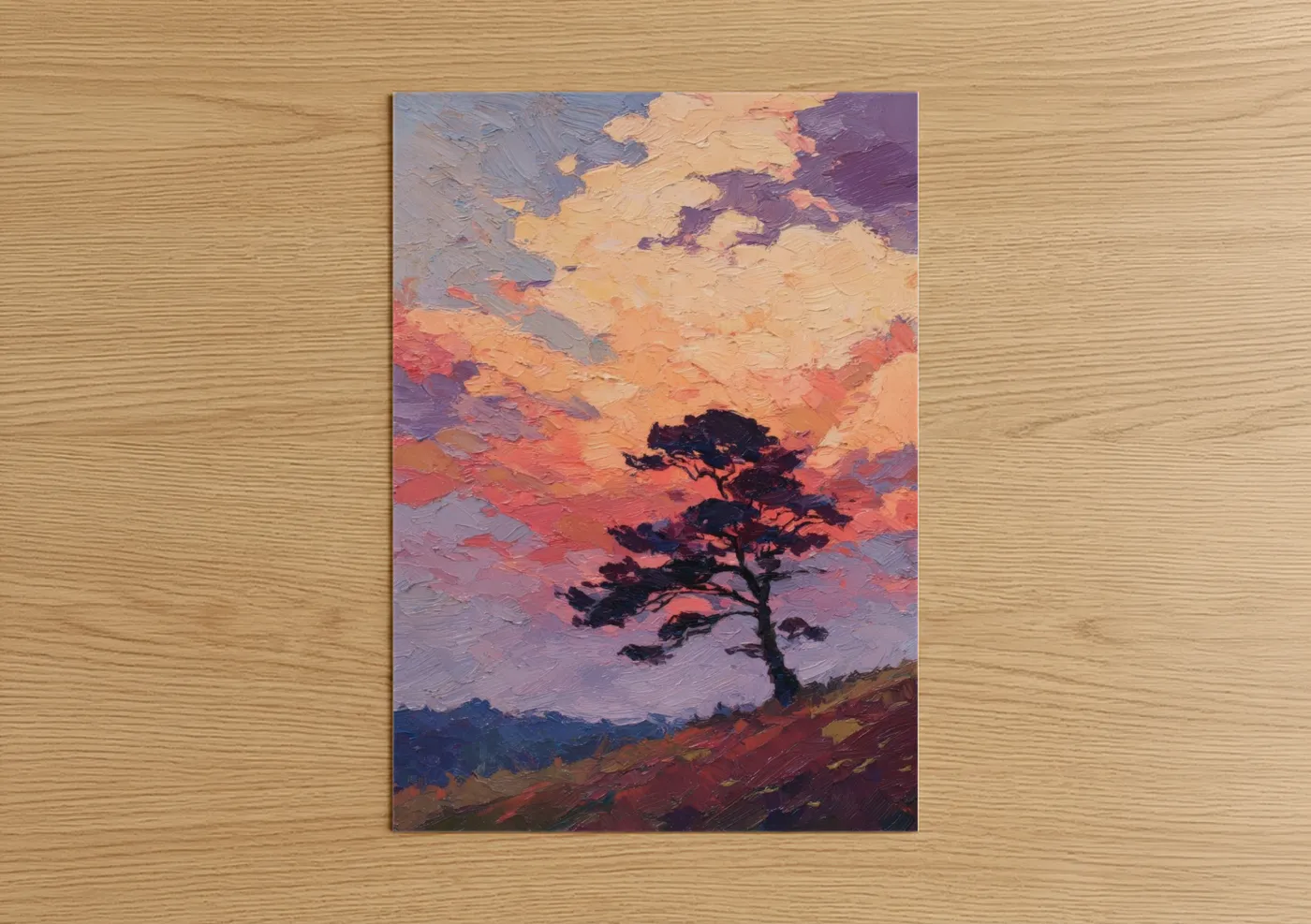Golden Sunset Kauri Tree Oil Painting Wall Art