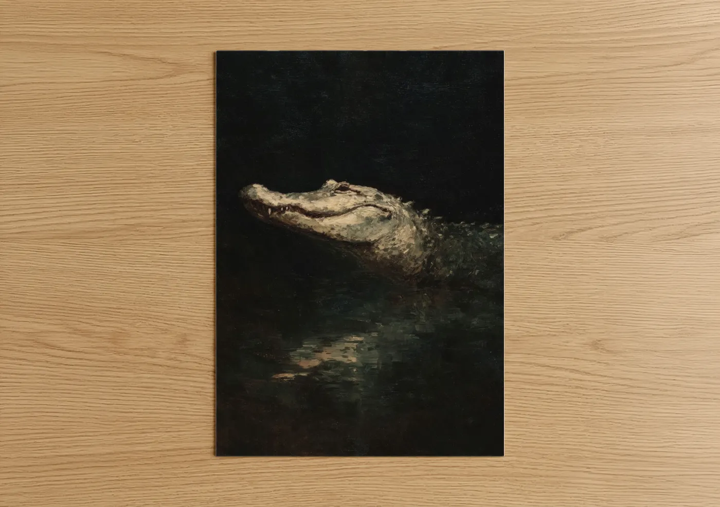 Moody Alligator in Dark Water Wall Art
