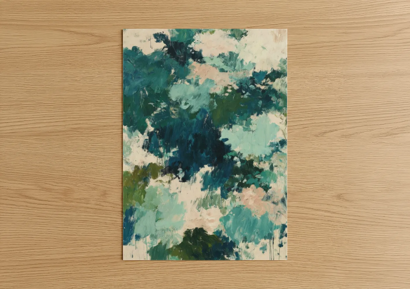 Teal Abstract Expressionism Canvas Wall Art