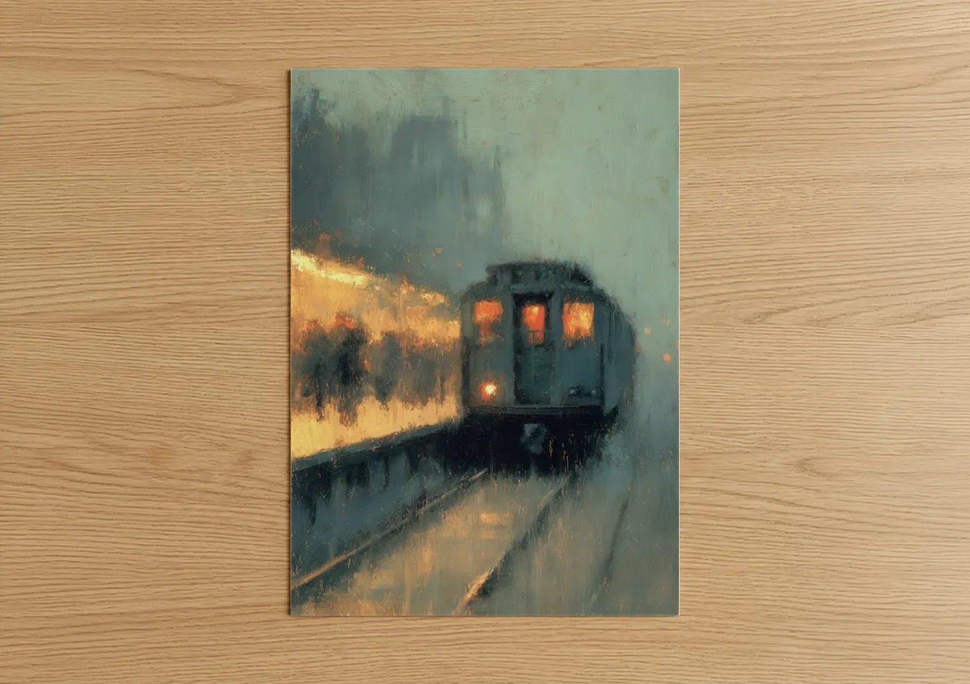 Misty Subway Train Moody Urban Wall Art