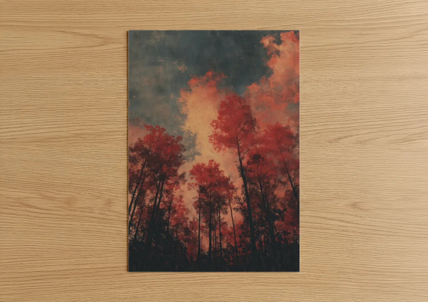 Crimson Maple Forest Autumn Landscape Wall Art