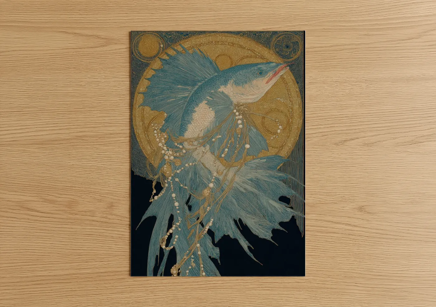 Golden Sailfish Art Deco Illustration Wall Art