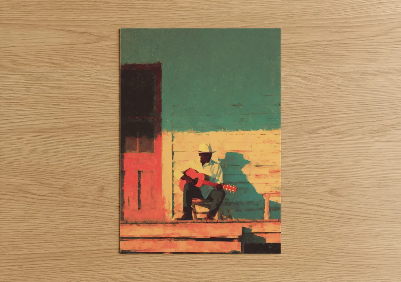 Vintage Blues Musician Retro Illustration Wall Art