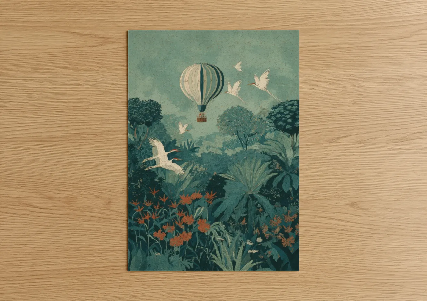 Hot Air Balloon Tropical Garden Wall Art