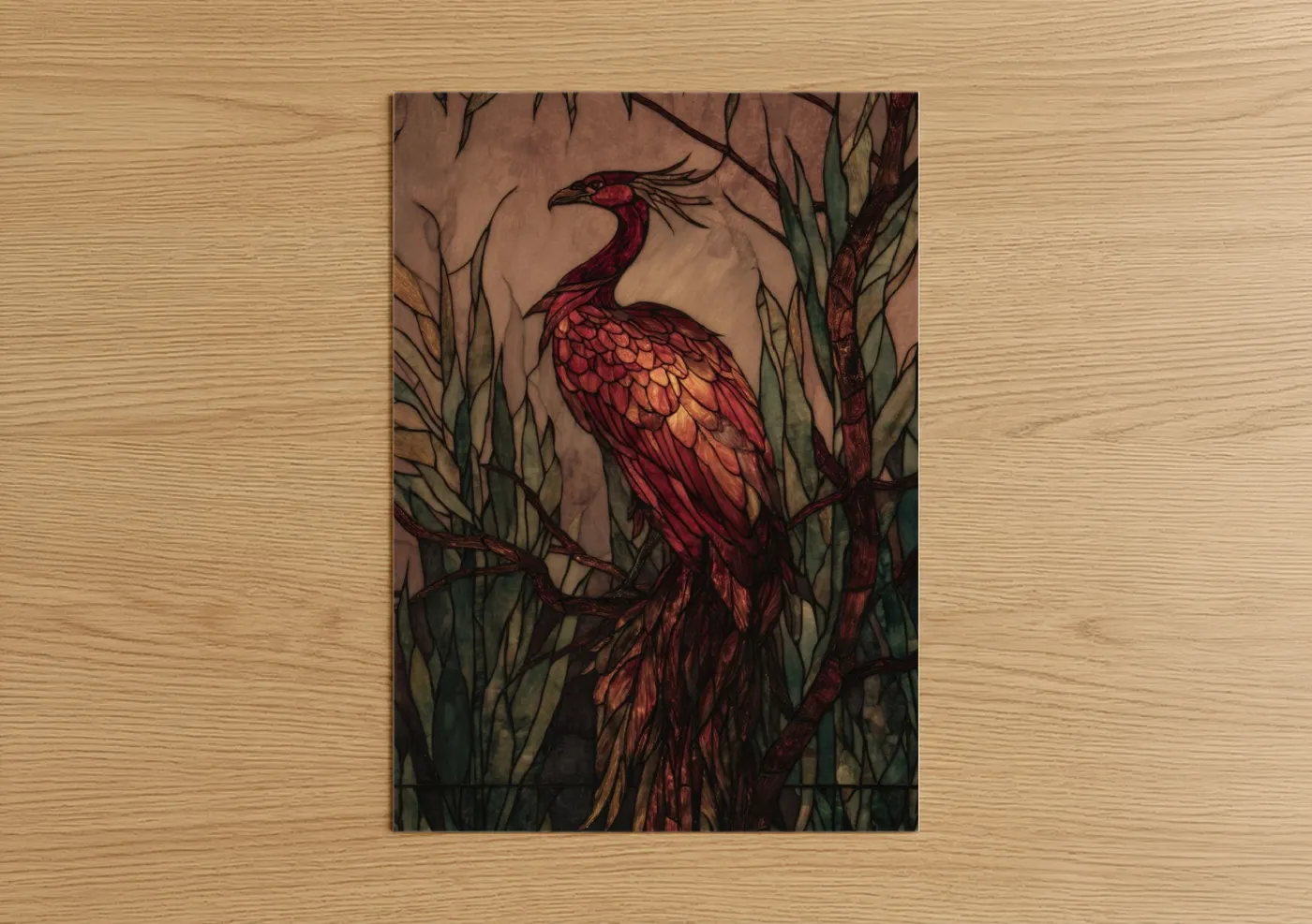 Crimson Phoenix Legendary Bird Wall Art