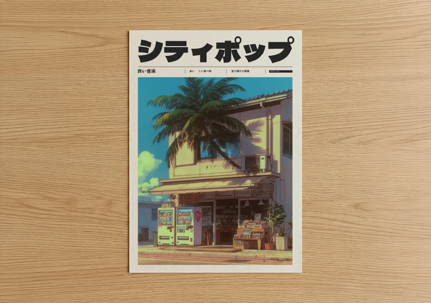 Retro Anime Shop Illustration Wall Art