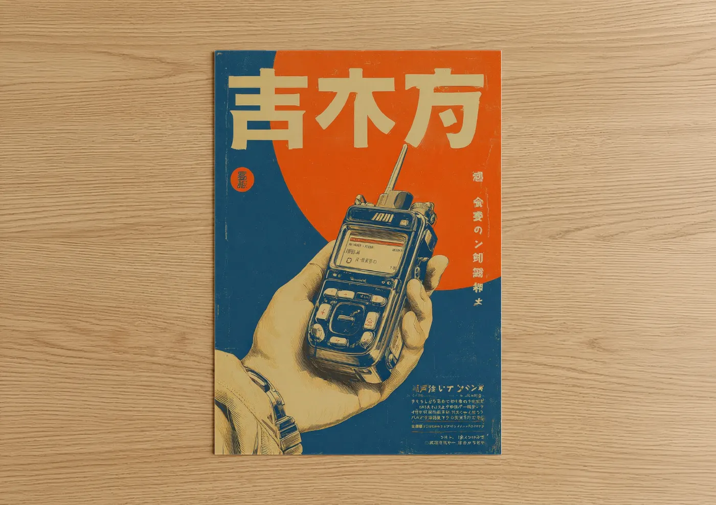 Vintage Japanese Mobile Phone Advertising Wall Art