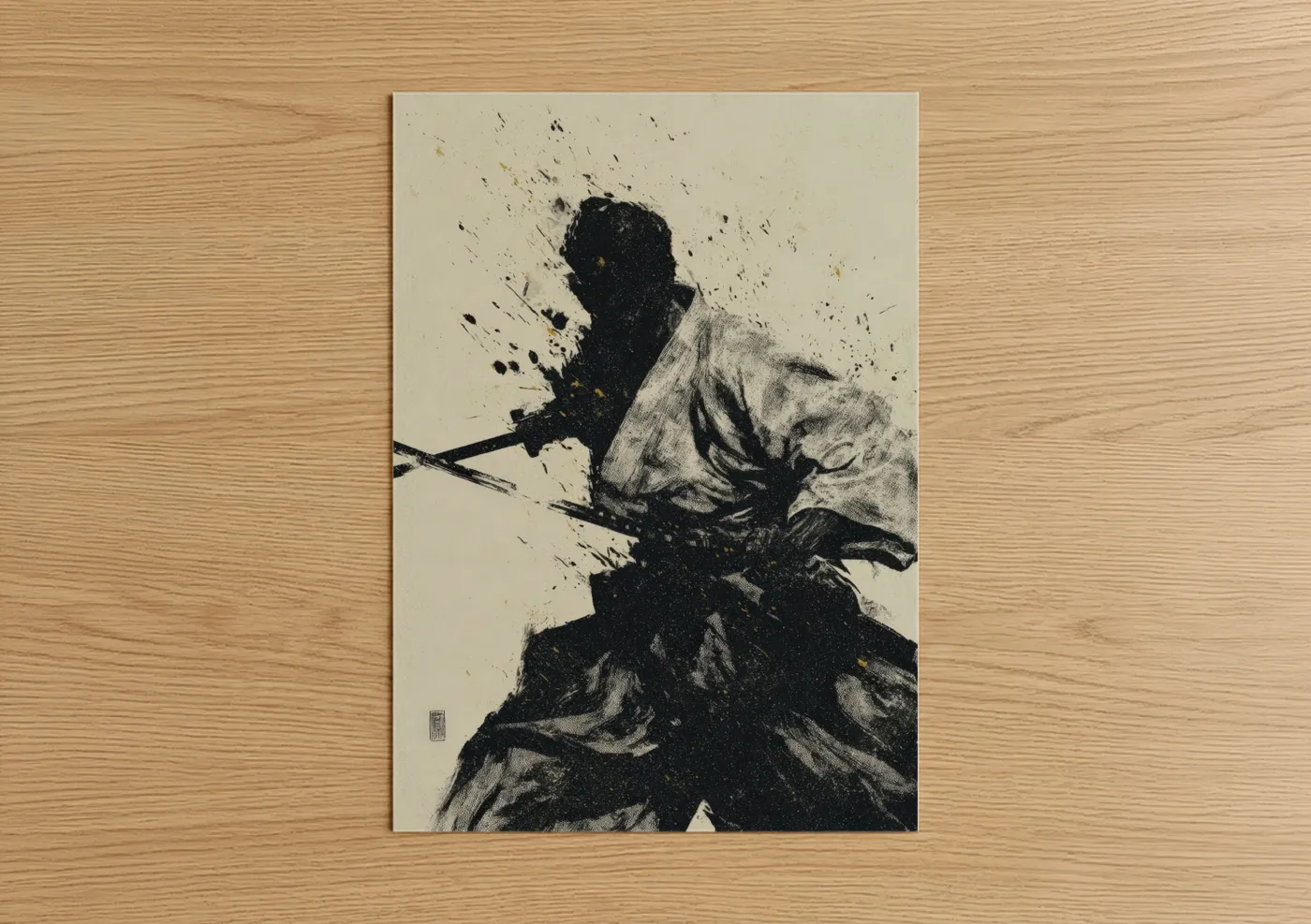 Dynamic Aikido Martial Artist Ink Splatter Wall Art