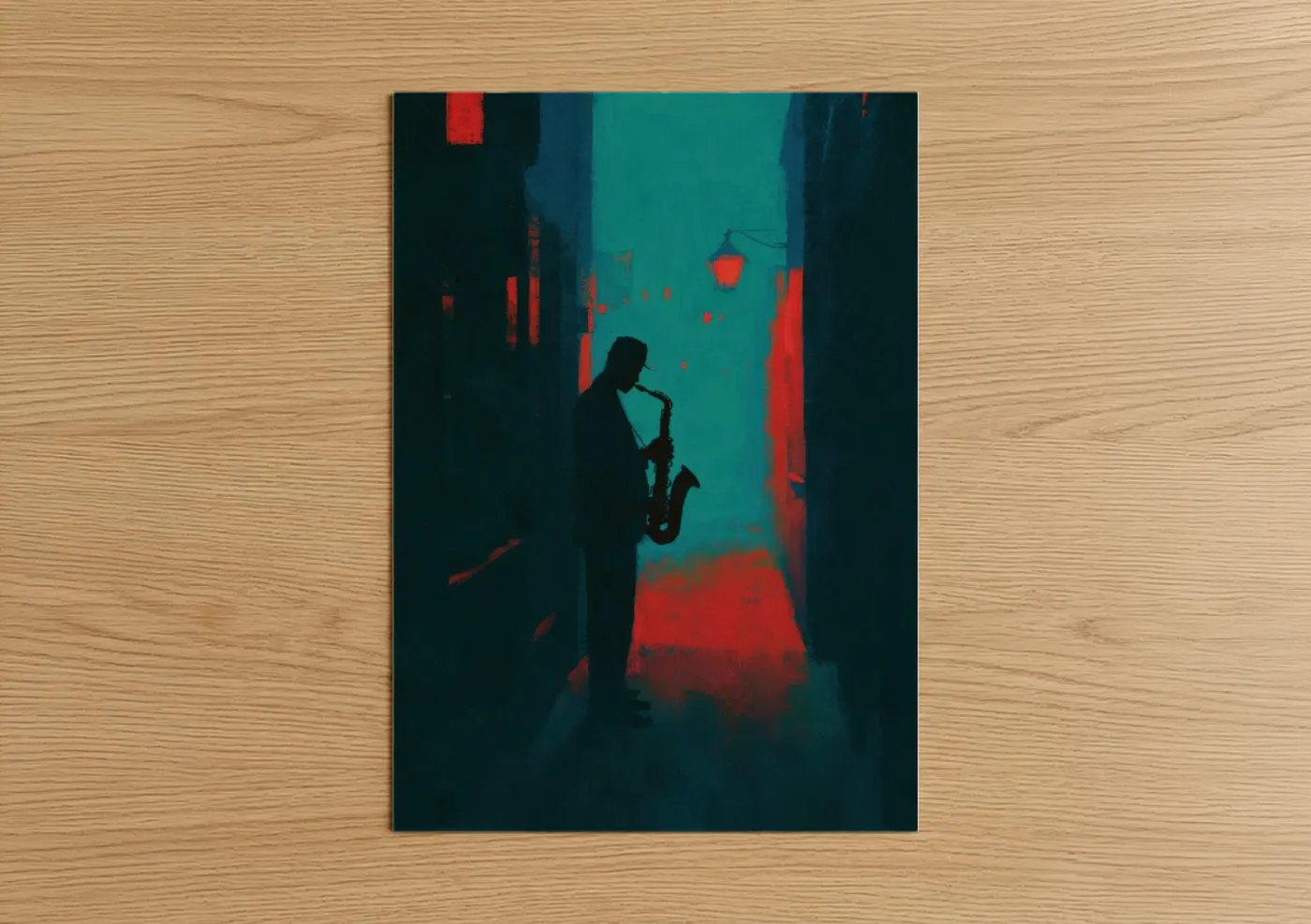 Midnight Saxophonist Blues Jazz Music Wall Art