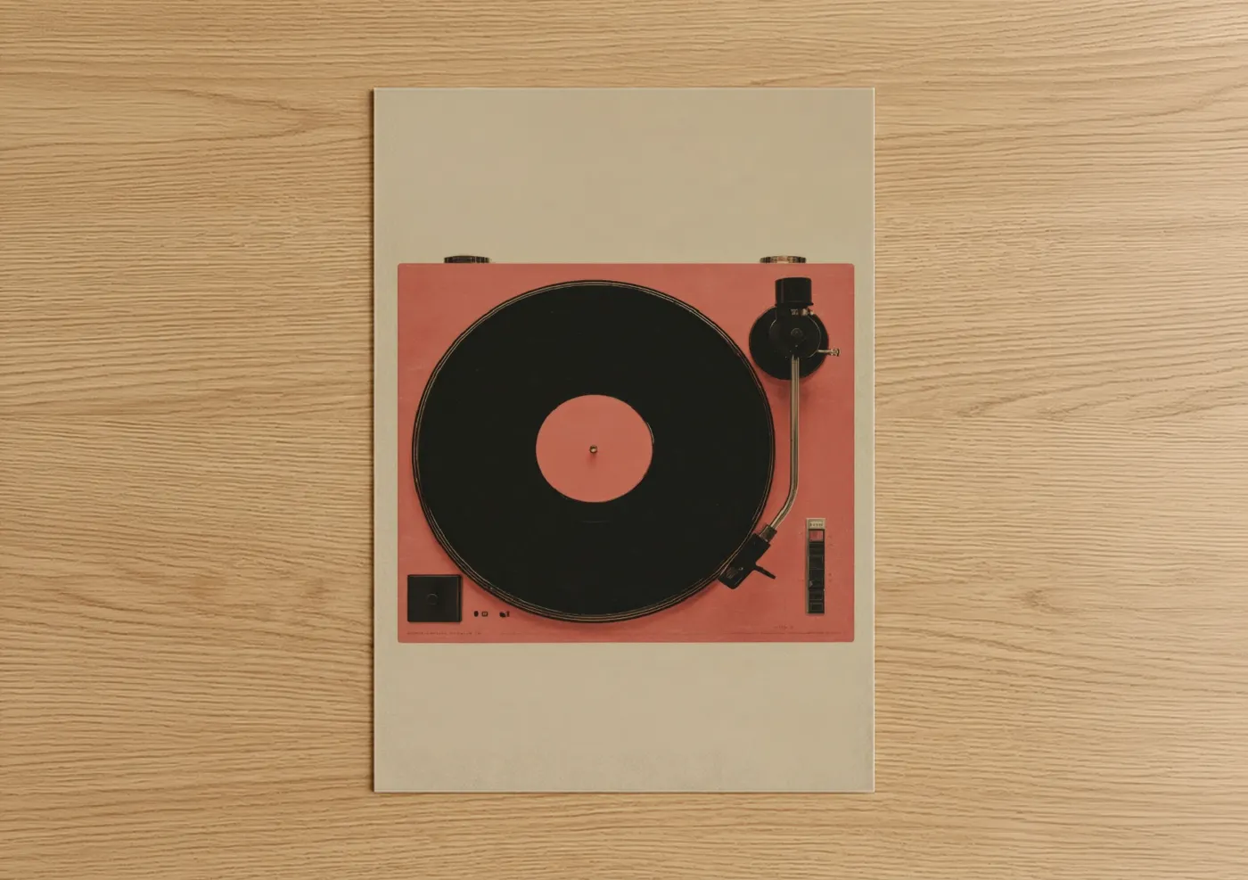 Coral Turntable Vinyl Record Player Wall Art