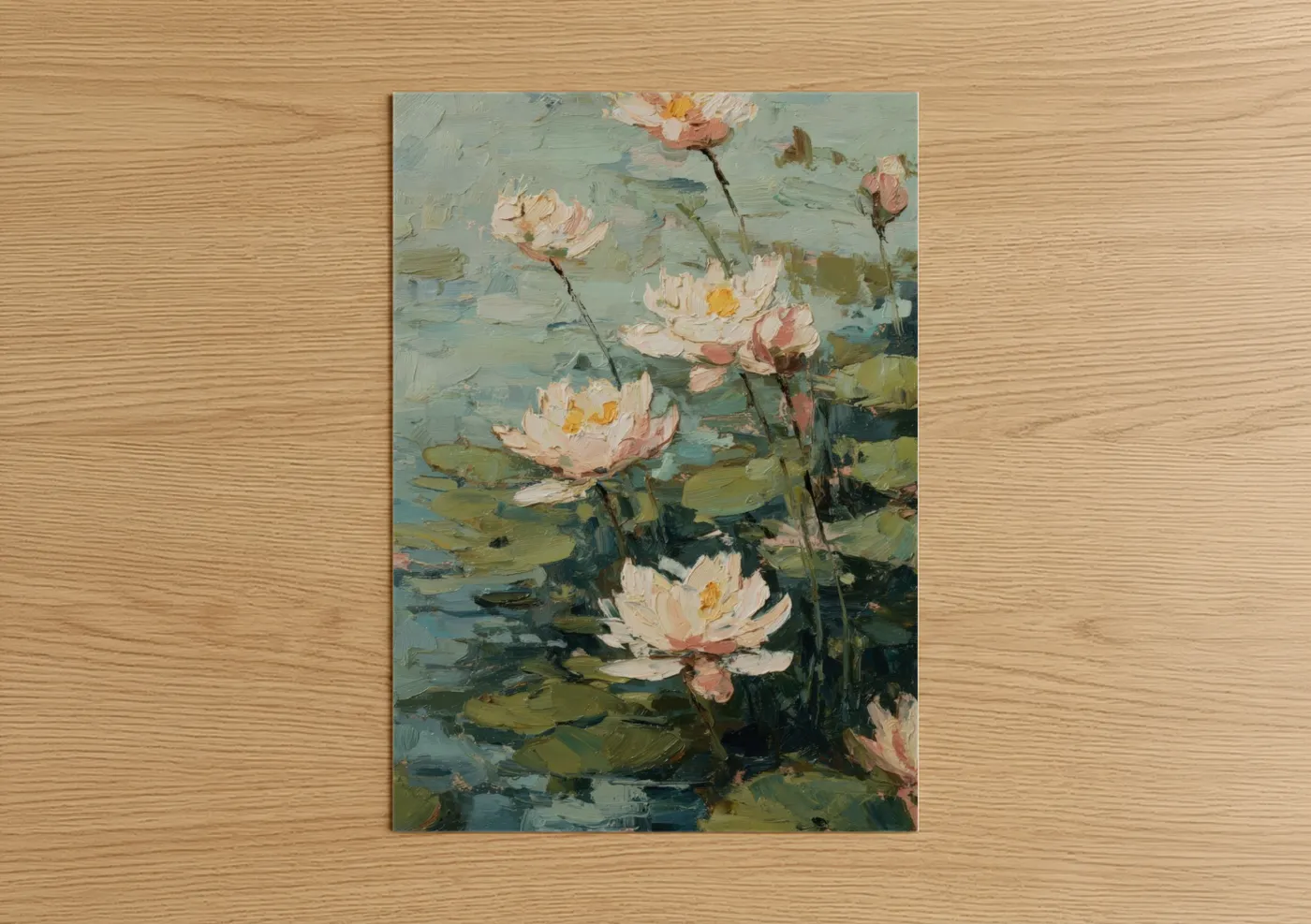 Pale Lotus Pond Impressionist Floral Wall Art