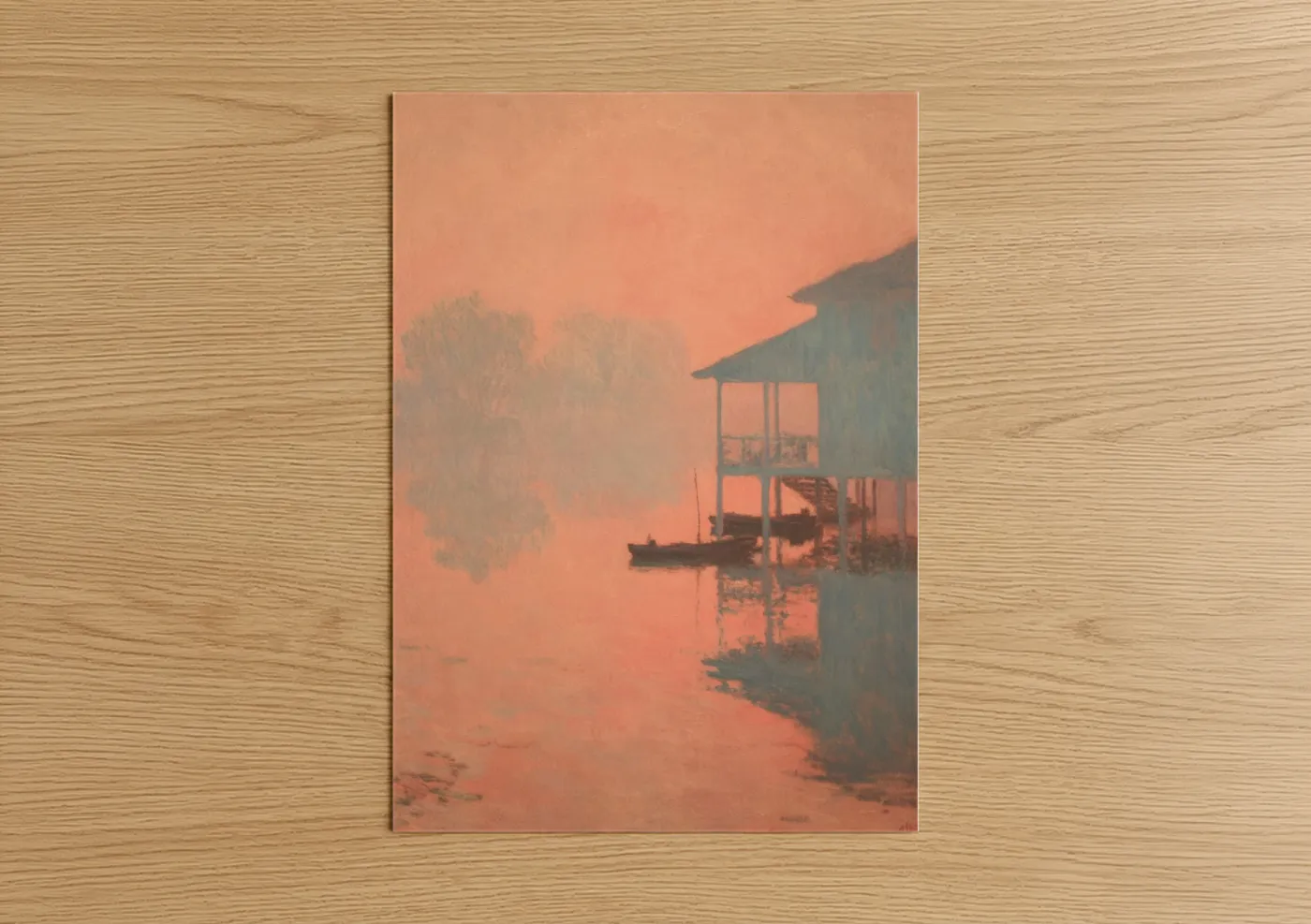 Misty Cottage Dawn Watercolor Art Wall Art