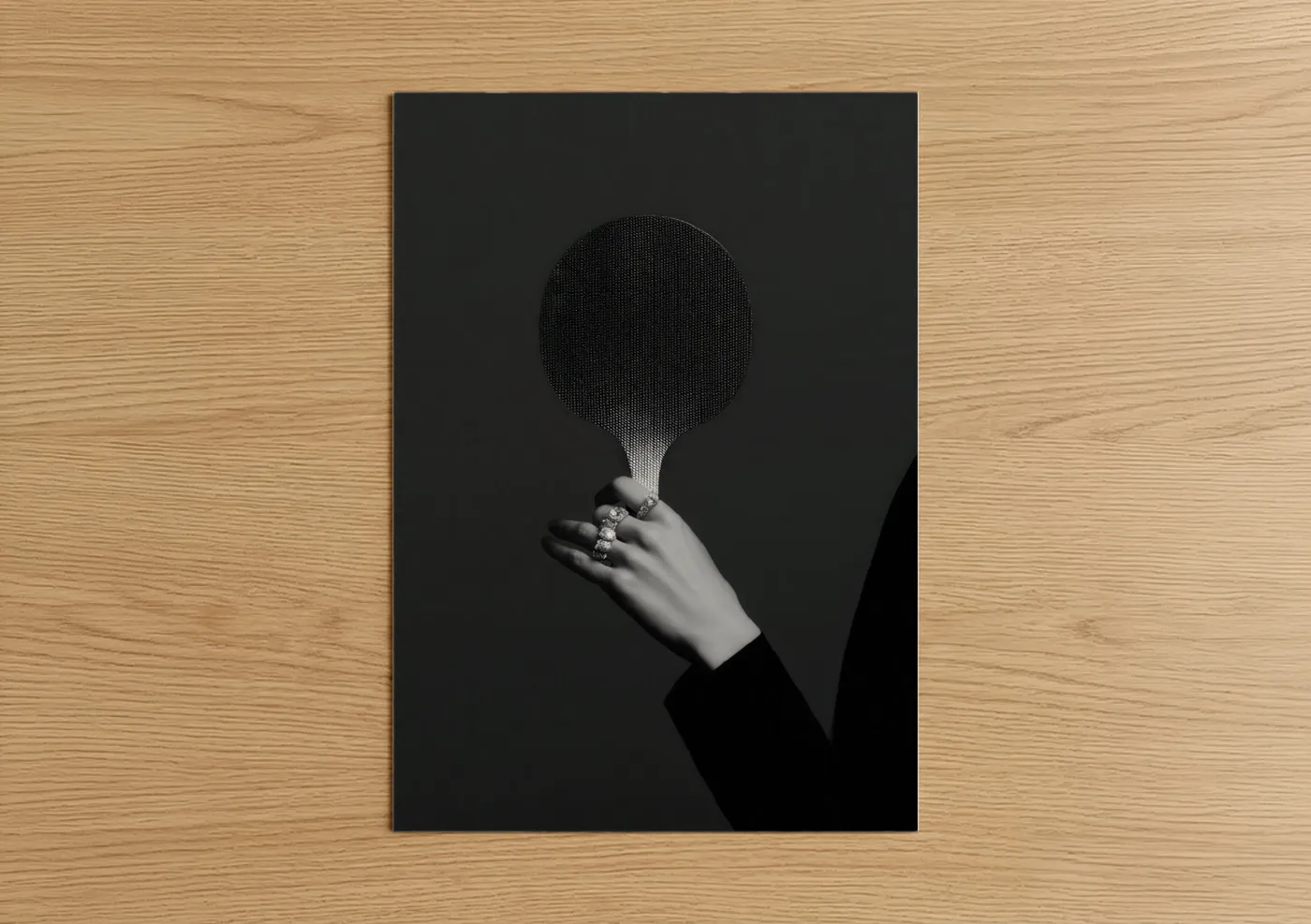 Abstract Table Tennis Paddle Black White Wall Art