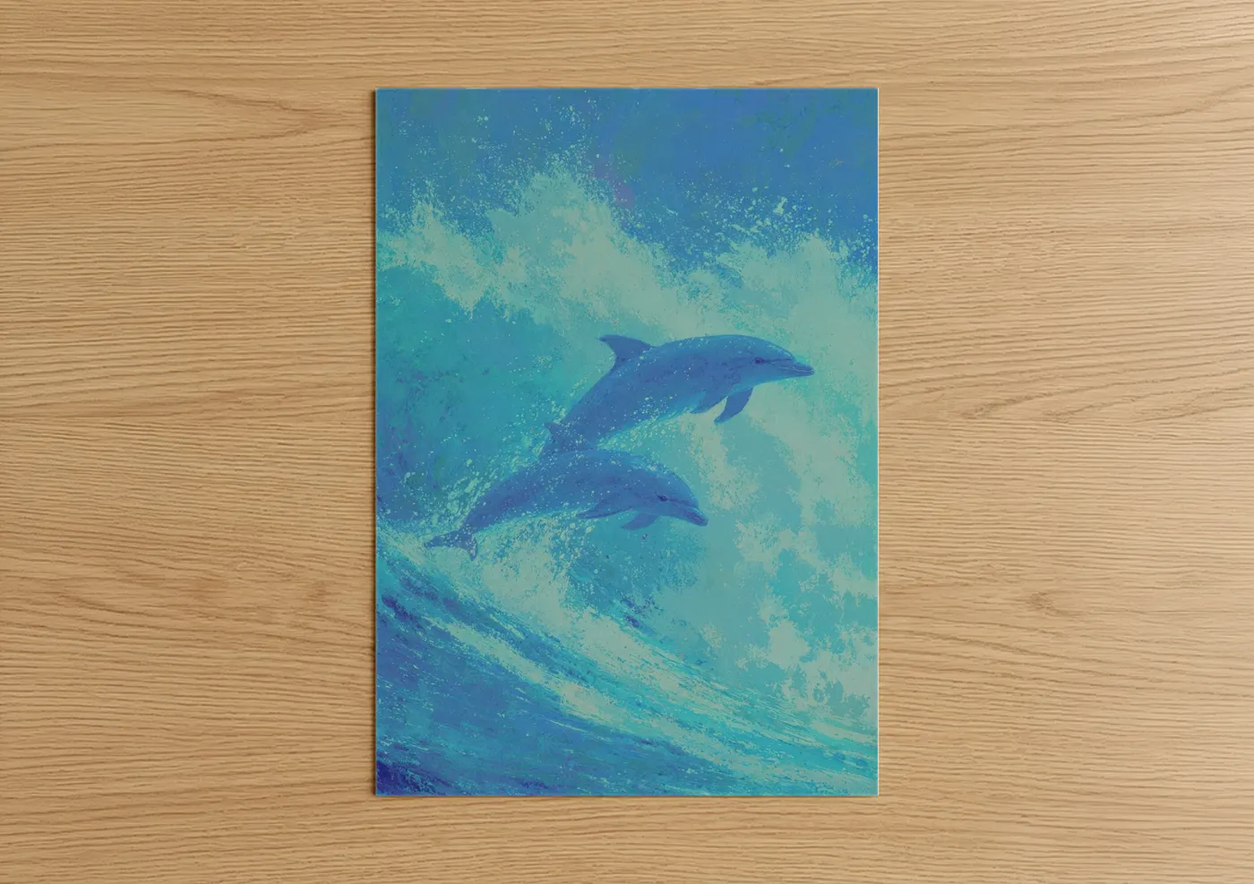 Dolphins in Love Watercolor Ocean Wall Art