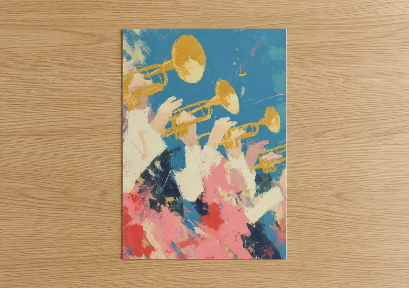 Mardi Gras Trumpet Players Abstract Wall Art