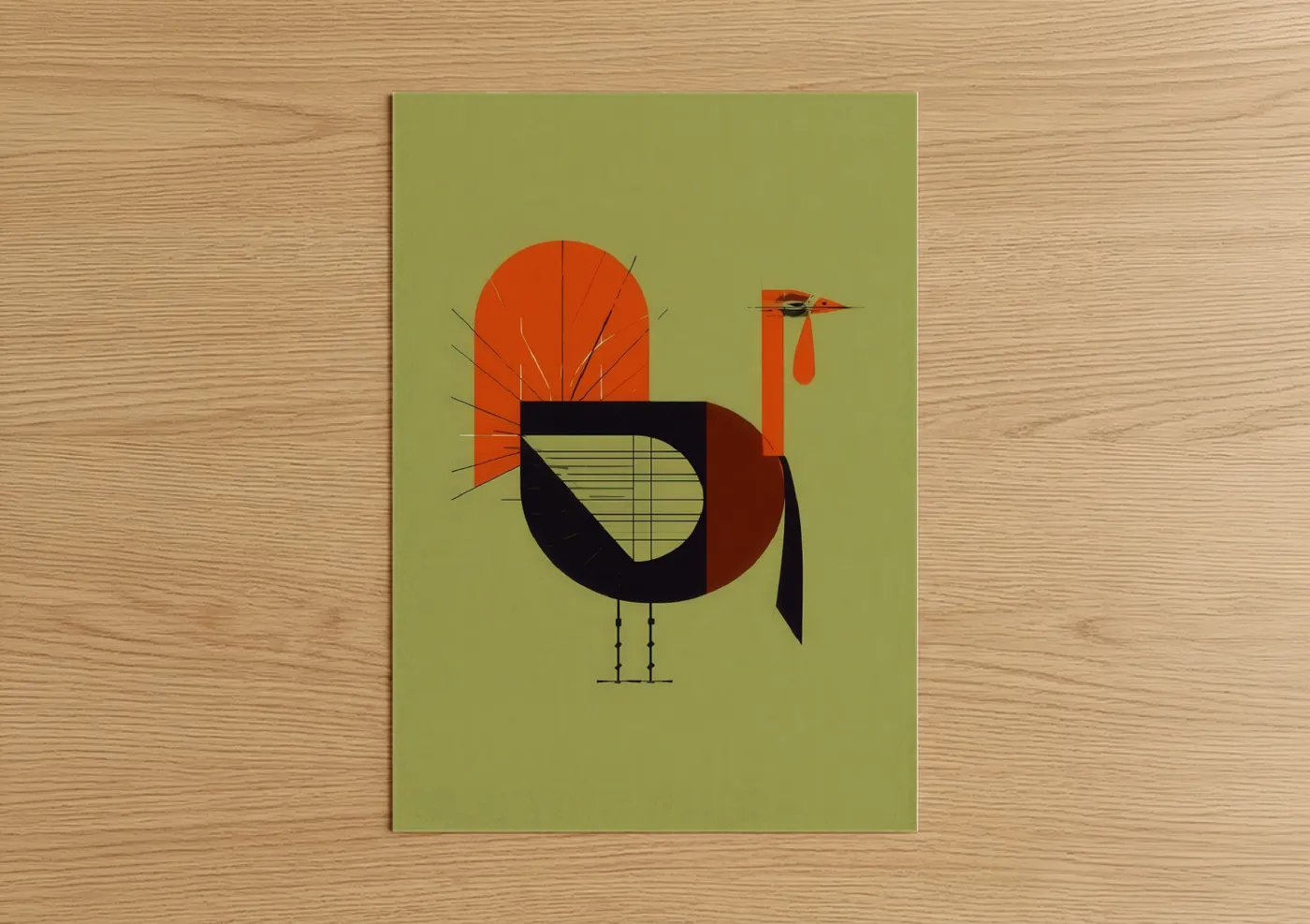 Geometric Turkey Mid-Century Modern Wall Art