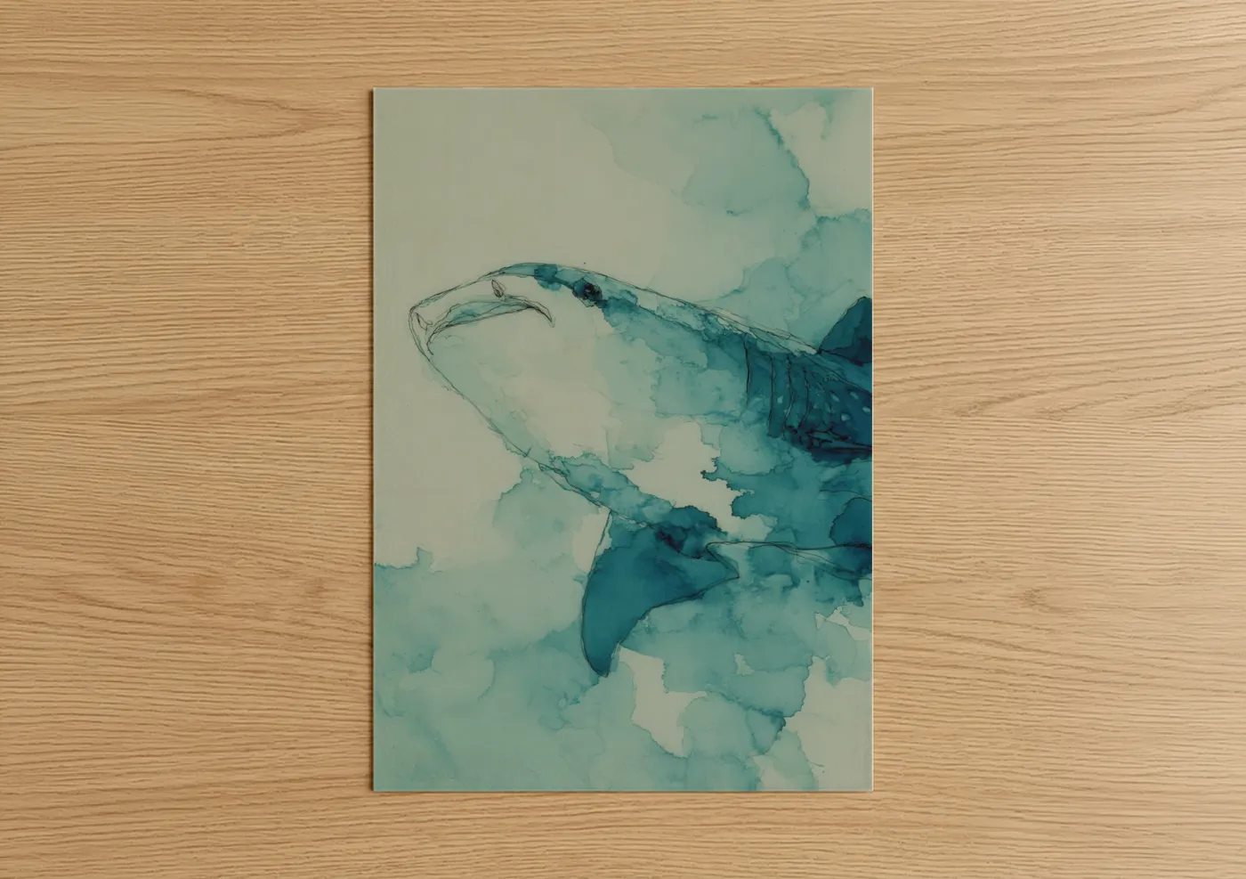 Teal Whale Shark Watercolor Wall Art