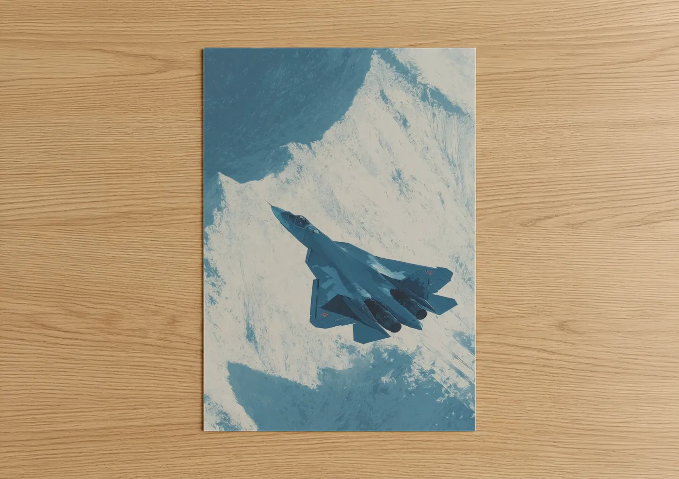 Modern Fighter Jet Snow Aerial View Wall Art