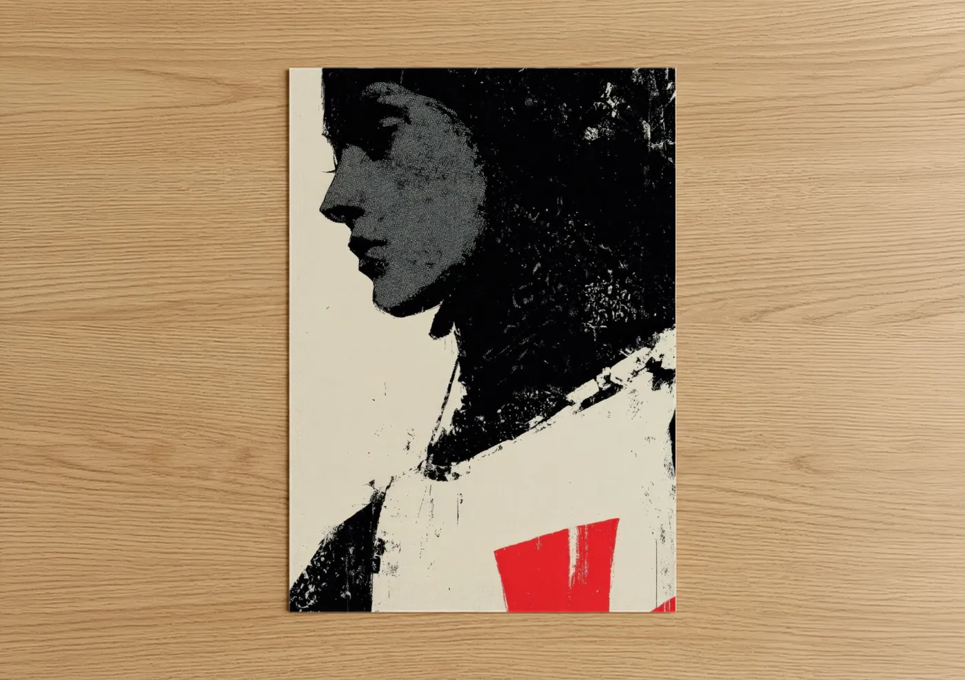 Joan of Arc Profile Portrait Black Red Wall Art