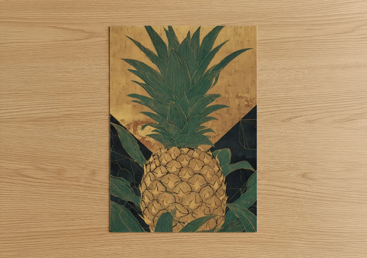 Golden Pineapple Botanical Line Wall Art