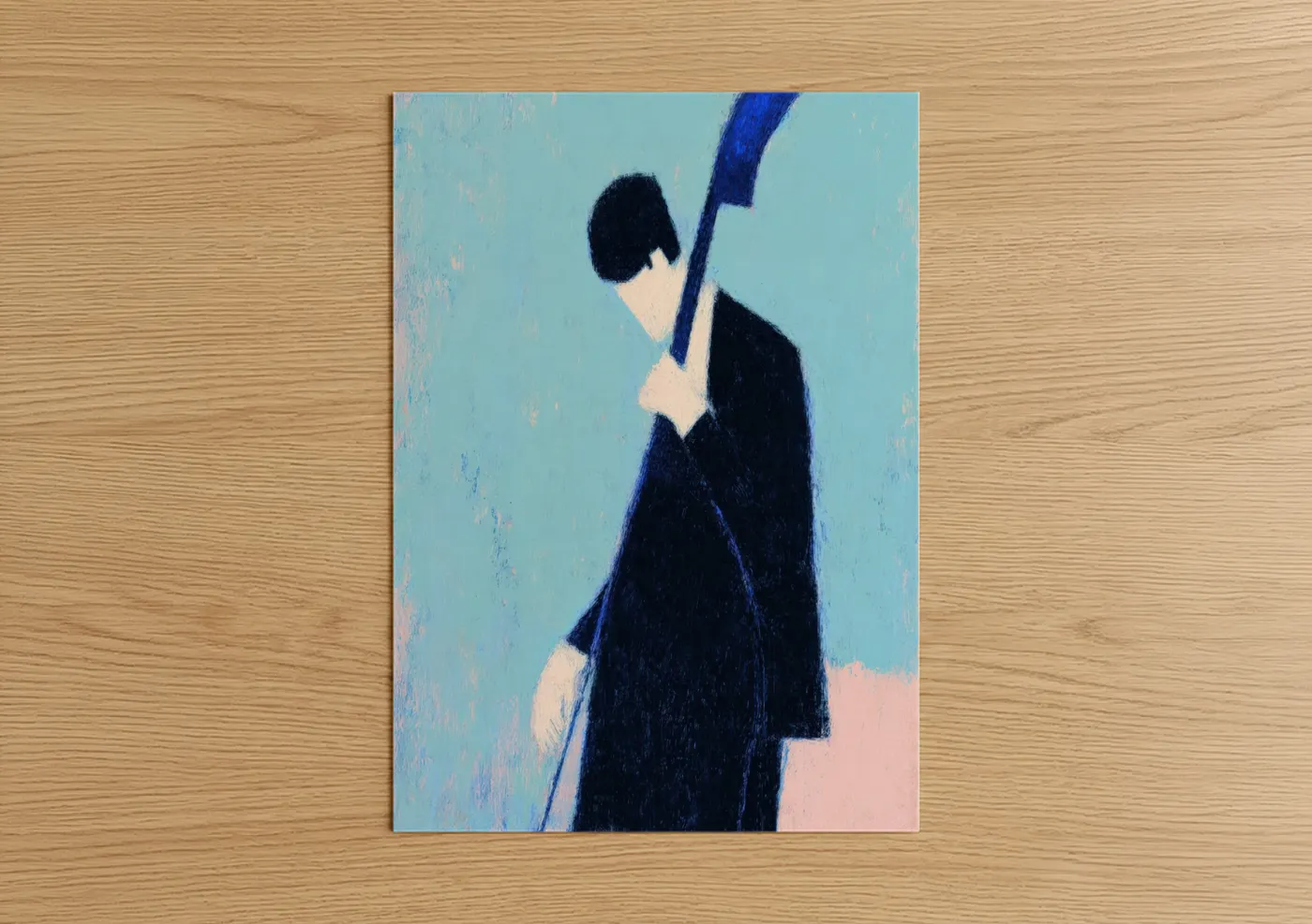 Jazz Saxophonist Blue Minimalist Wall Art