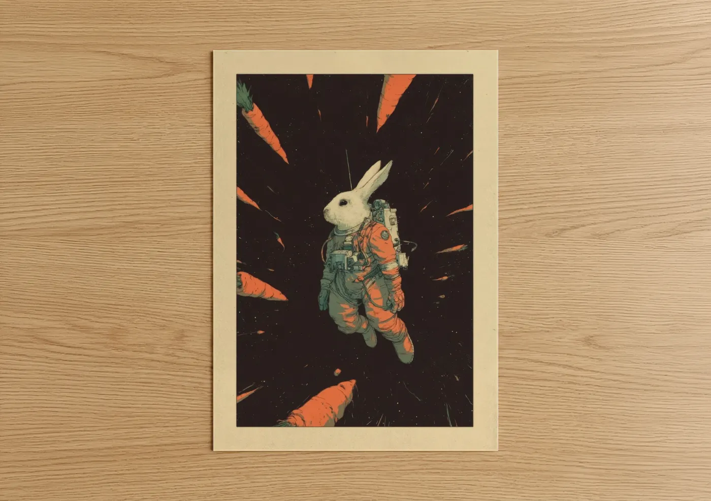 Astronaut Rabbit Space Adventure Wall Art