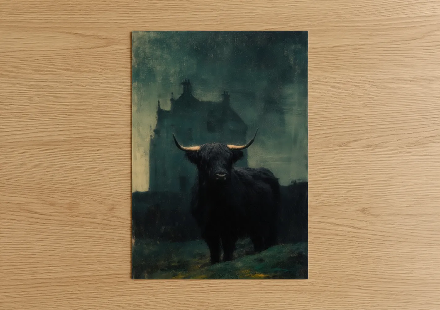 Moody Highland Cattle Scottish Landscape Wall Art