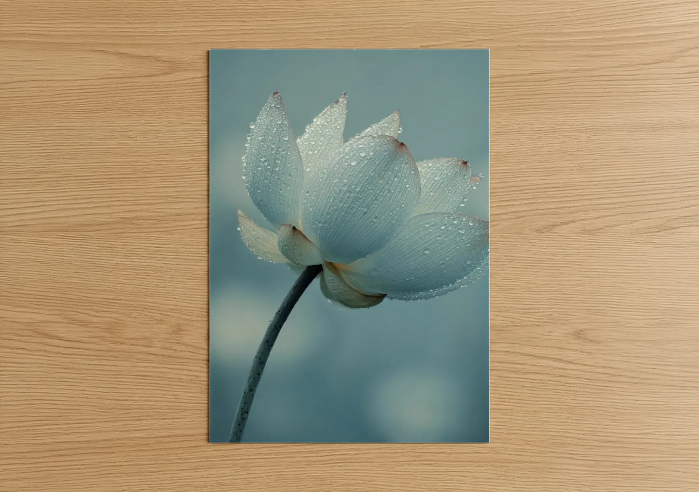 Dewy Lotus Flower with Water Droplets Wall Art