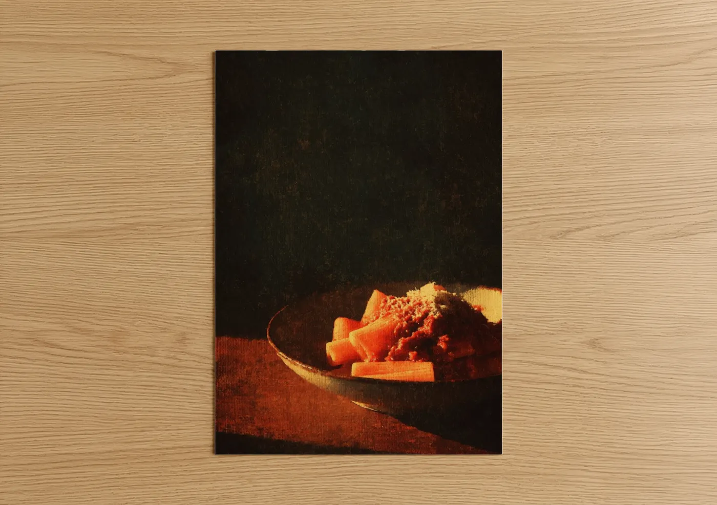 Rustic Pasta Bowl Warm Orange Light Wall Art