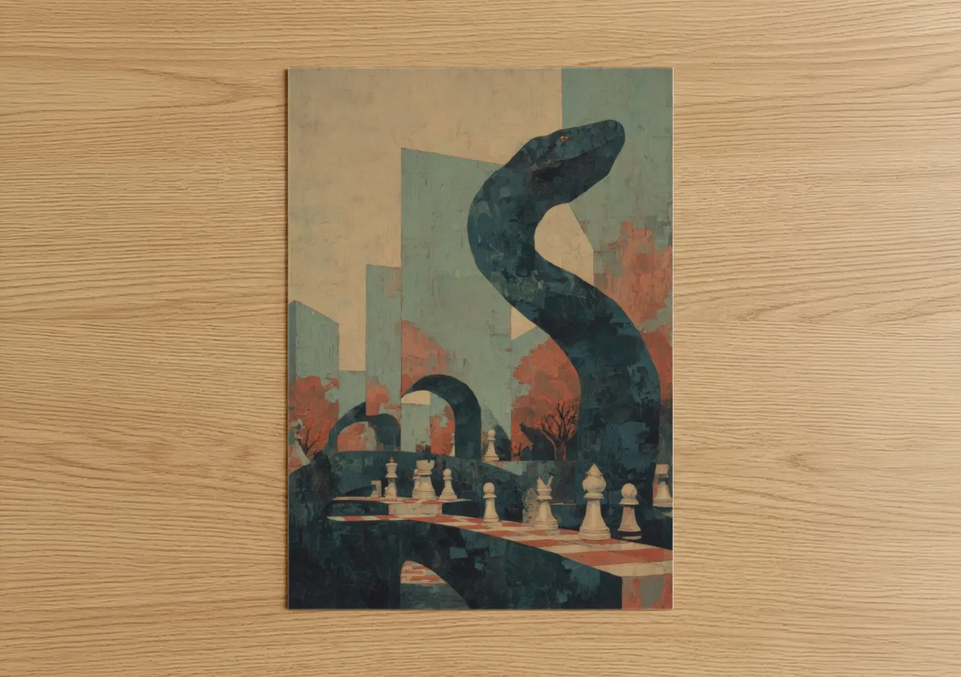 Surreal Boa Constrictor Chess Art Deco Wall Art
