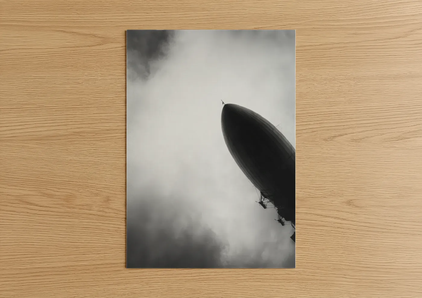Moody Airship Black and White Sky Wall Art