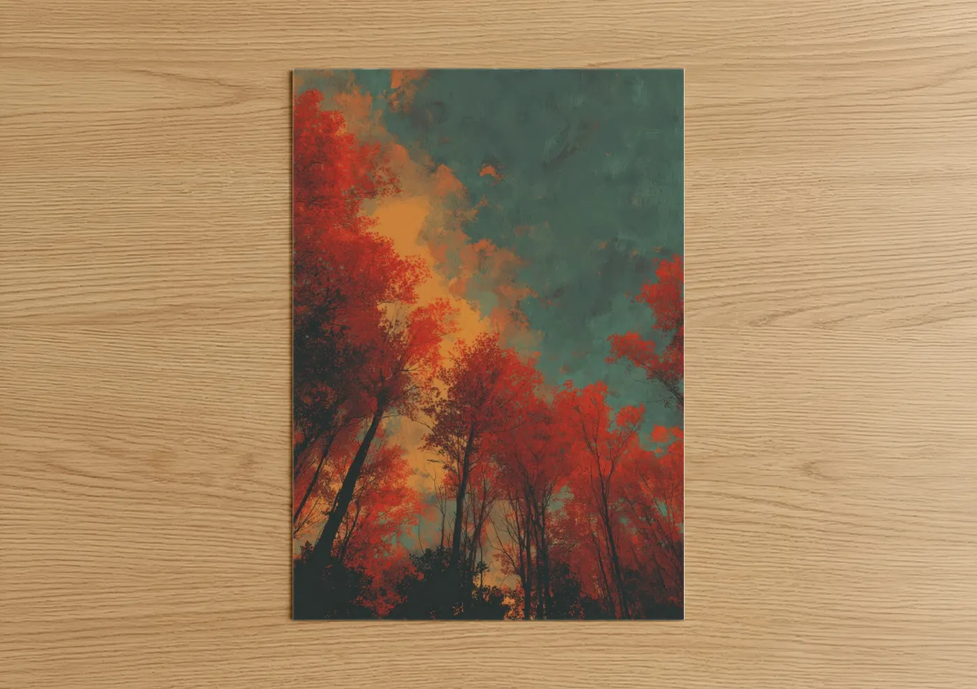 Crimson Maple Forest Autumn Landscape Wall Art