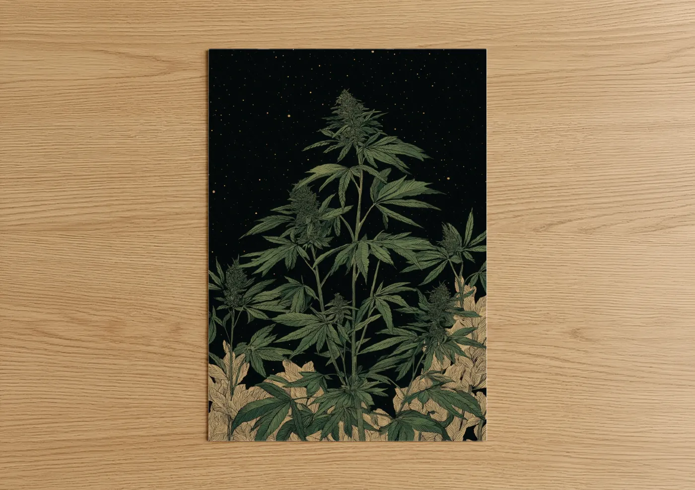 Cannabis Plant Night Sky Botanical Wall Art