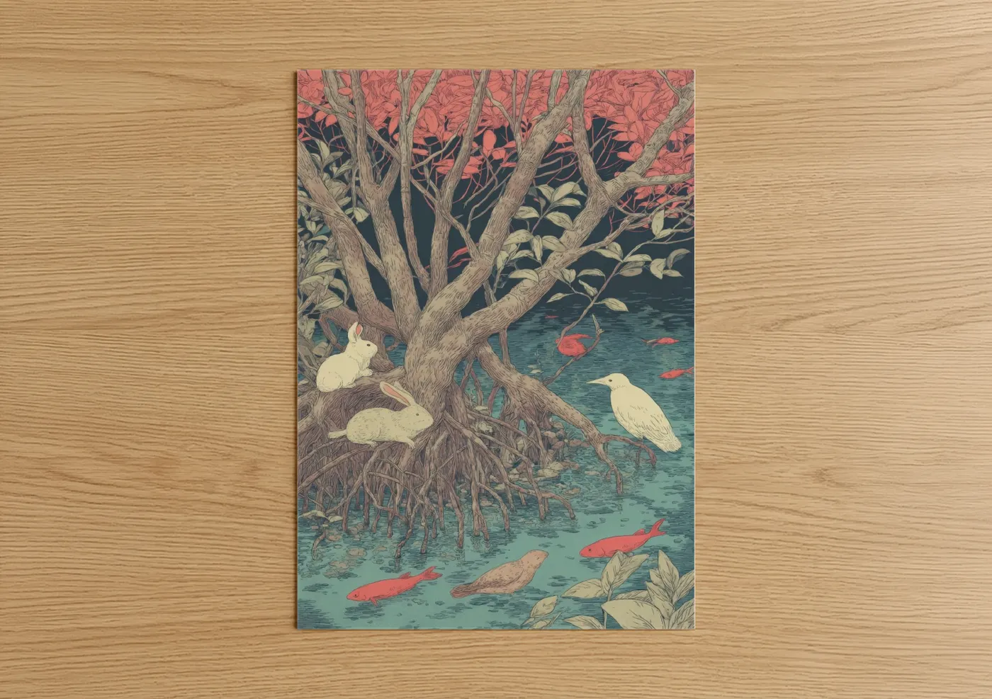 Mangrove Tree Wildlife Watercolor Wall Art