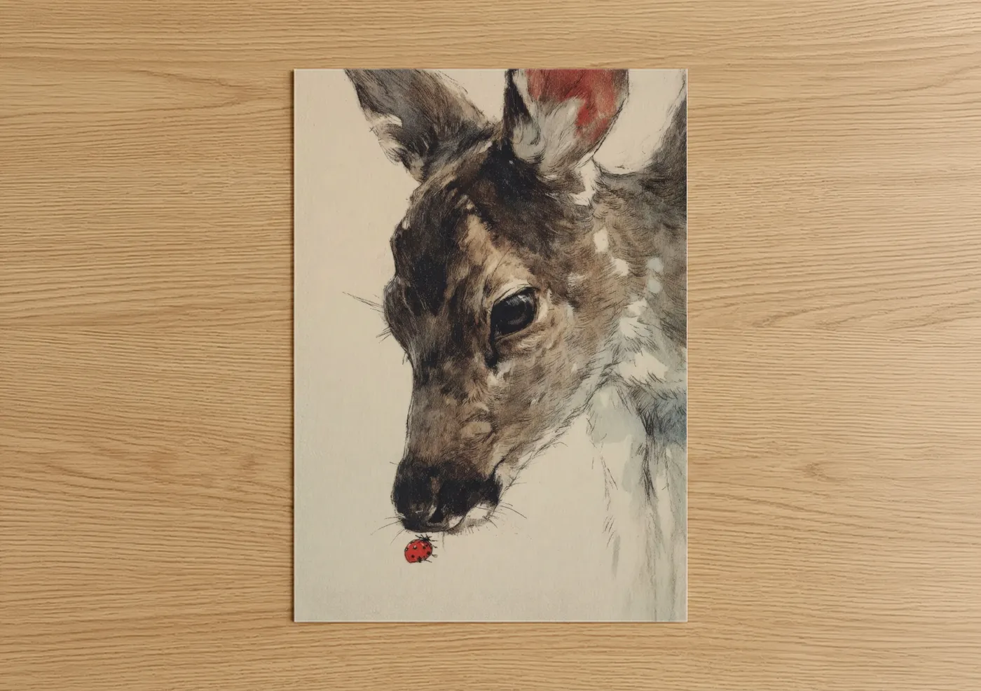 Curious Reindeer Portrait Watercolor Wall Art