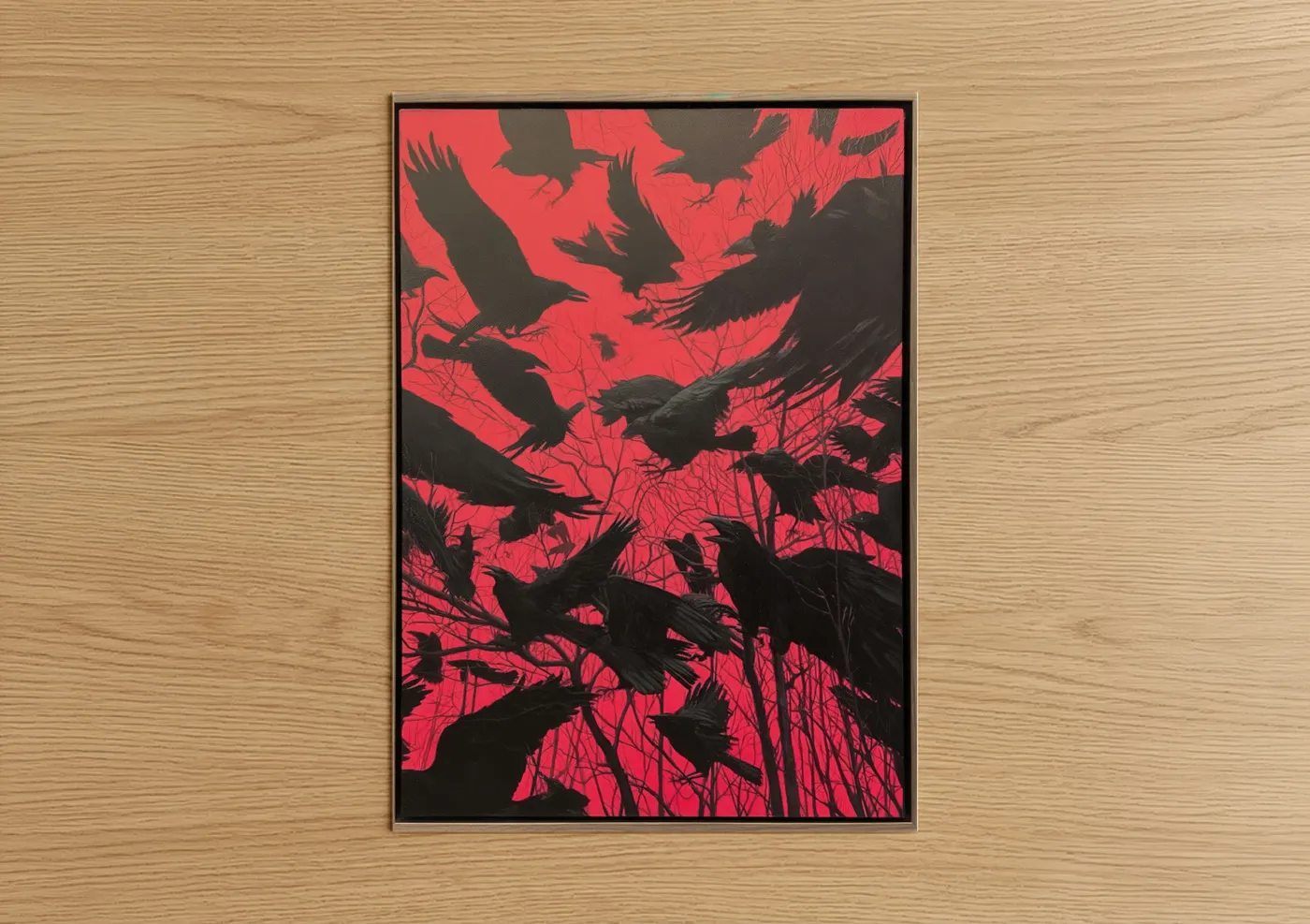 Crows and Ravens Bold Red Silhouette Wall Art