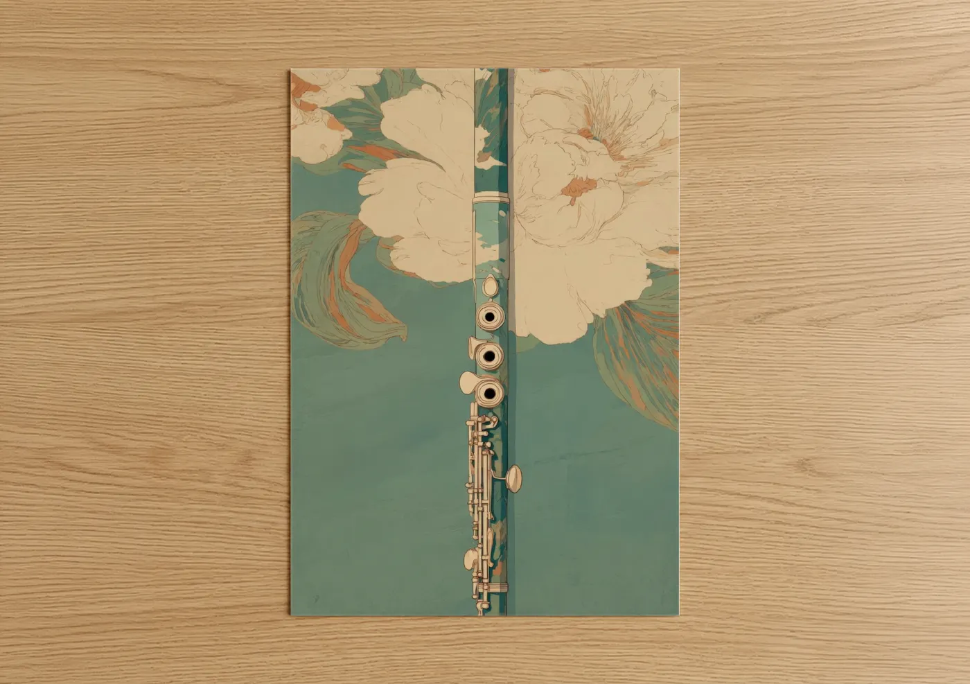Floral Flute Botanical Music Wall Art