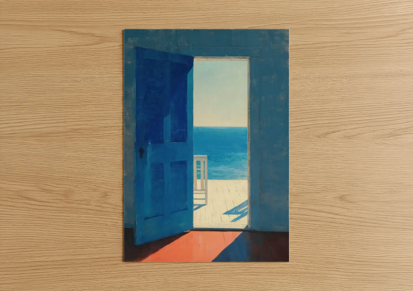 Mediterranean Blue Door Ocean View Wall Art