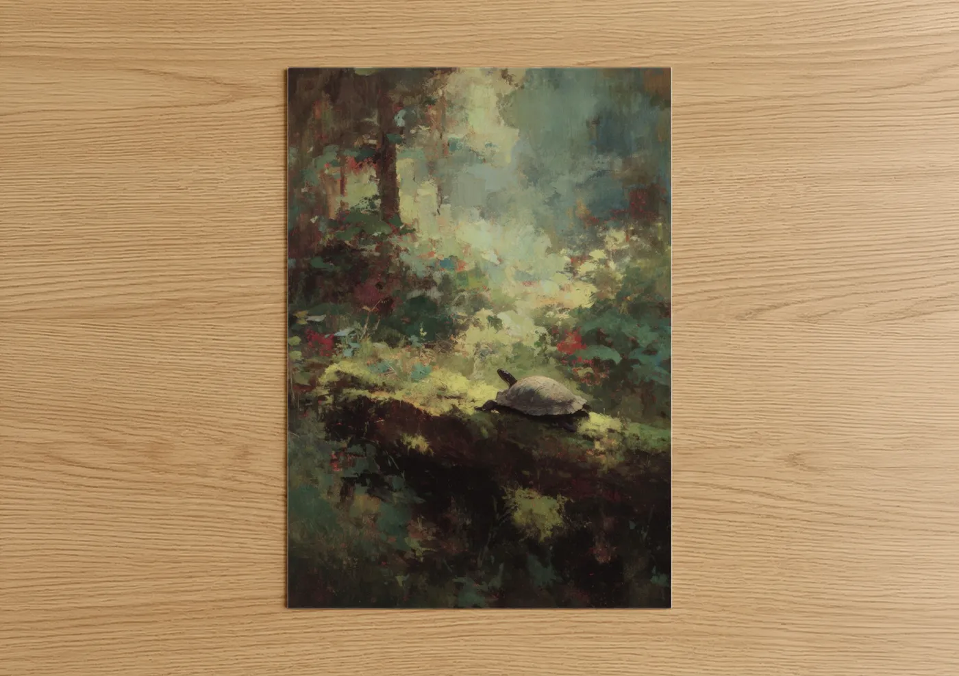 Mossy Turtle Garden Watercolor Wall Art