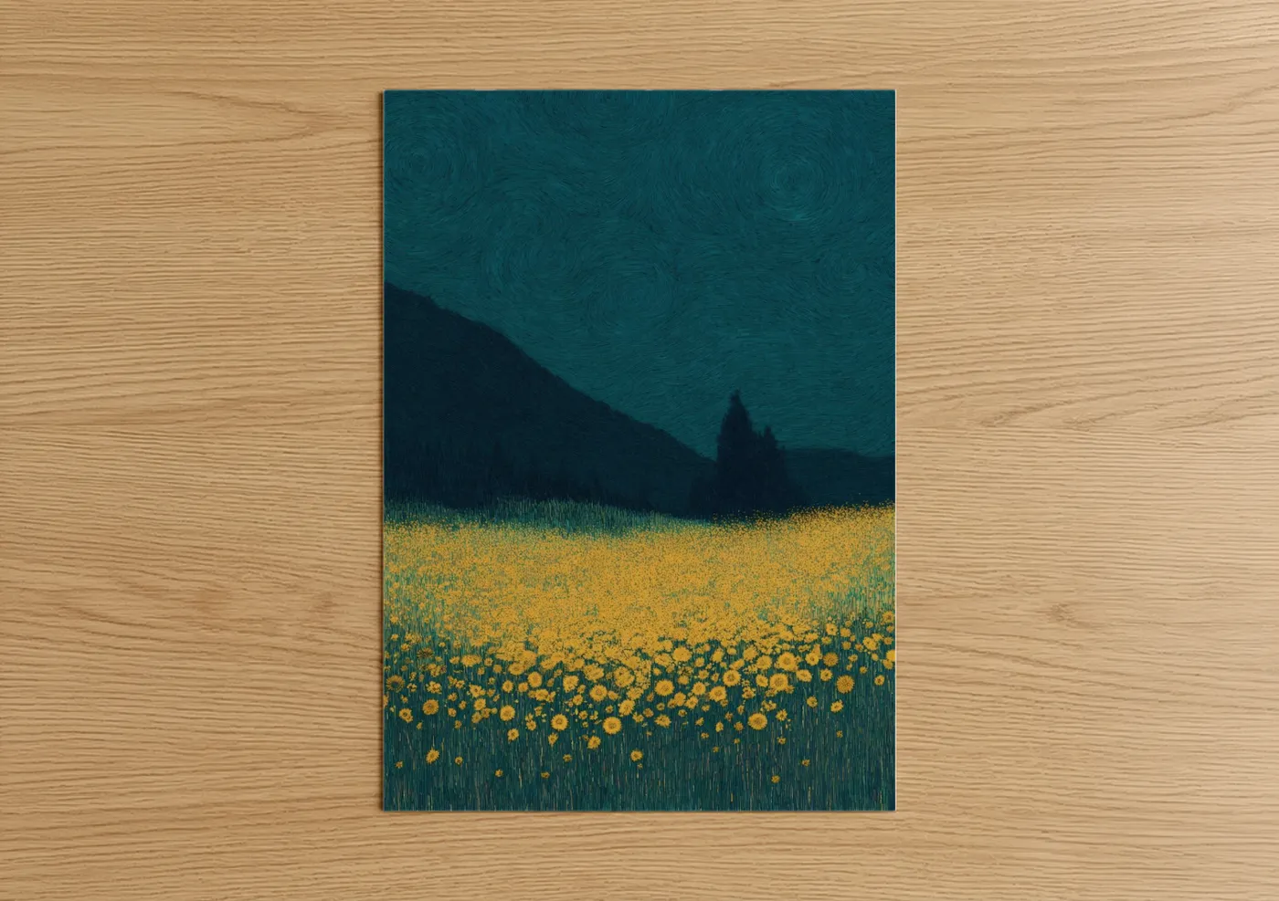 Starlit Meadow Dreamscape Night Sky Wall Art