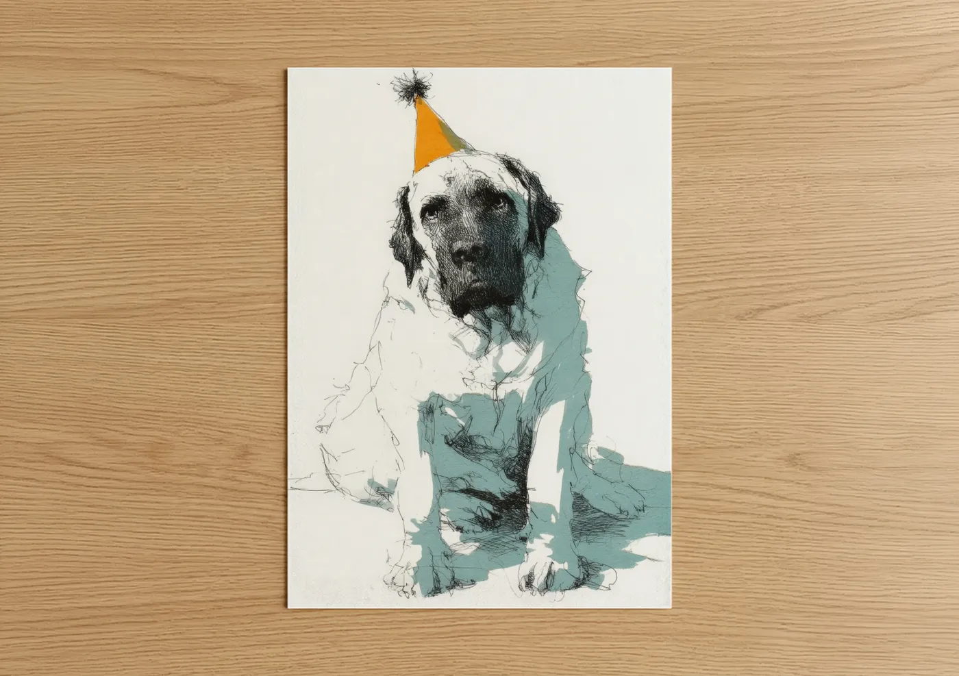 Party Mastiff Dog Portrait Wall Art