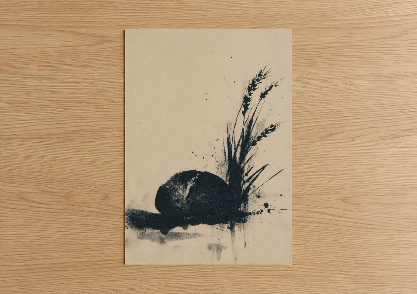 Artisan Baking Wheat Grain Illustration Wall Art