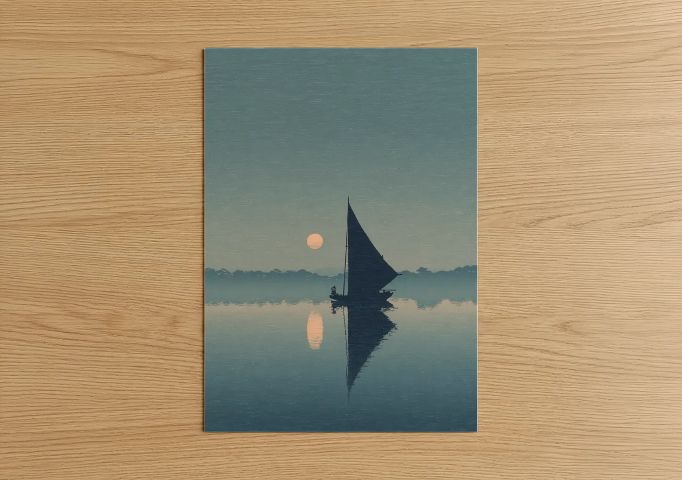 Sailing Boat Misty Morning Reflection Wall Art