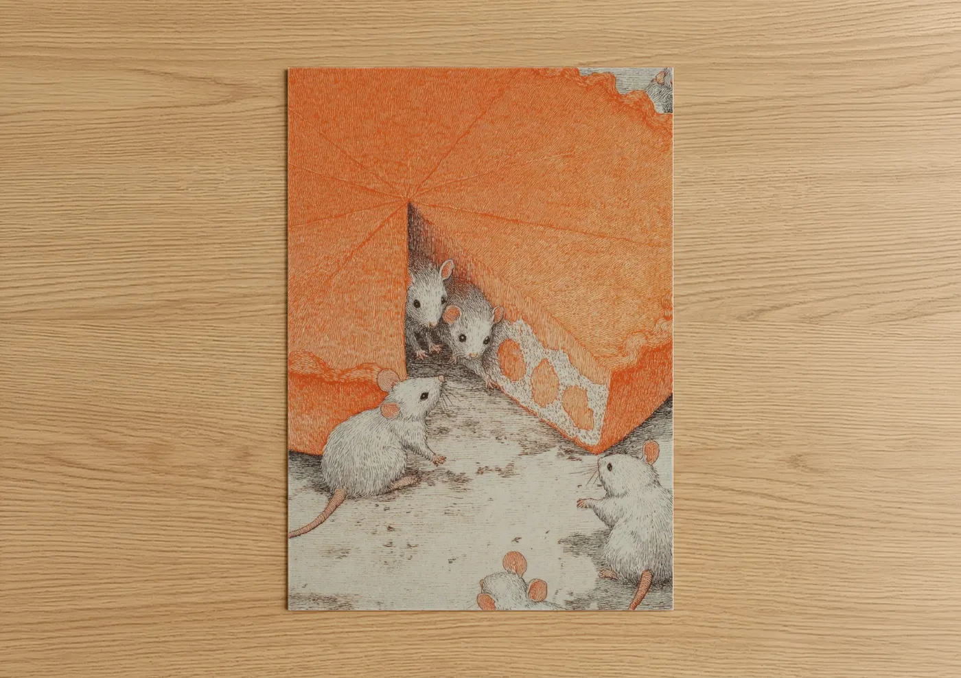 Mice Thanksgiving Feast Illustration Wall Art