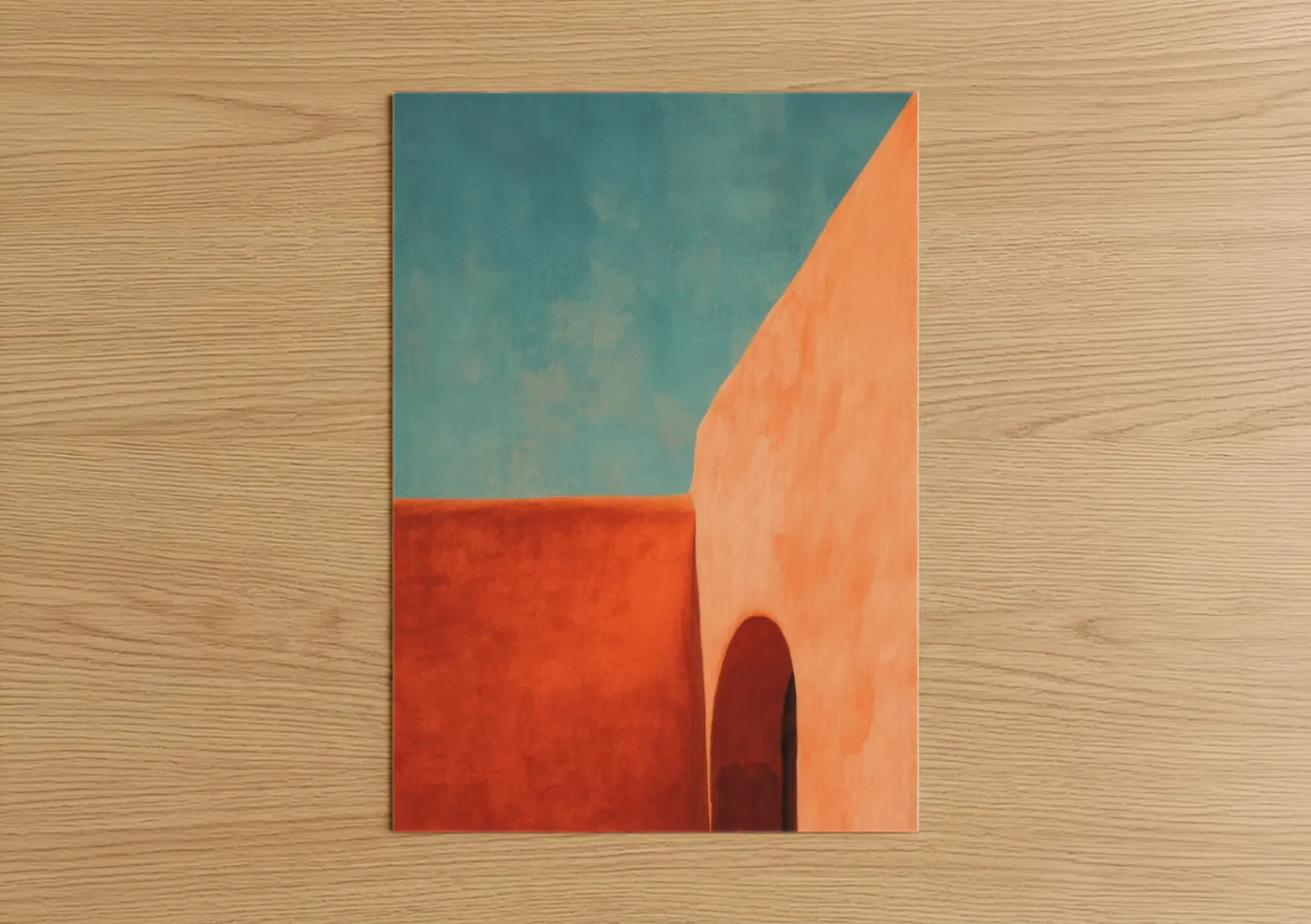 Terracotta Doorway Minimalist Architecture Wall Art
