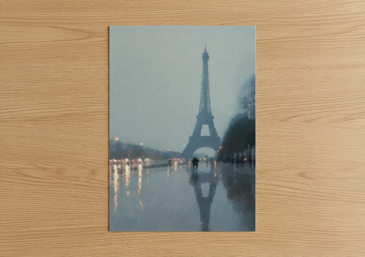 Eiffel Tower Rainy Evening Reflection Wall Art